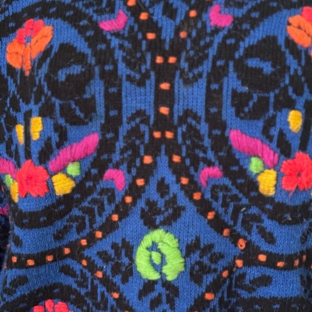 Vintage Western Connection Knit Sweater‎ Boho Cowgirl Floral Statement Medium - Picture 4 of 6